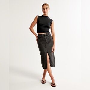 Abercrombie and Fitch High Rise Black Denim Jean Skirt Size 26